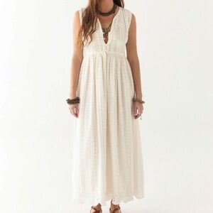 Maison Hotel White Cotton Laced Amandine Maxi Dress